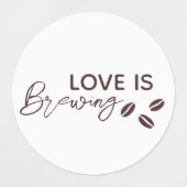 Love is Brewing Coffee Theme Bridal Shower Etiketten (Design 2)