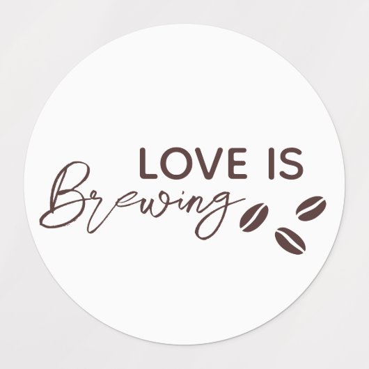 Love is Brewing Coffee Theme Bridal Shower Etiketten (Design 1)