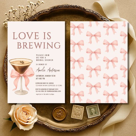 Love Is Brewing Coquette Bridal Shower Einladung