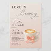 Love is Brewing Coquette Coffee Bridal Shower Einladung (Vorderseite)