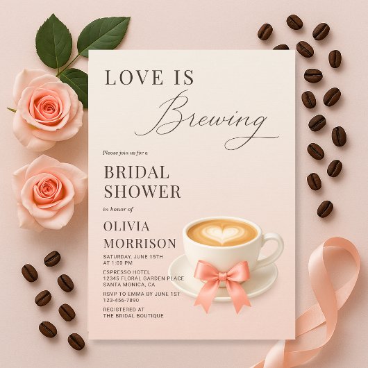 Love is Brewing Coquette Coffee Bridal Shower Einladung