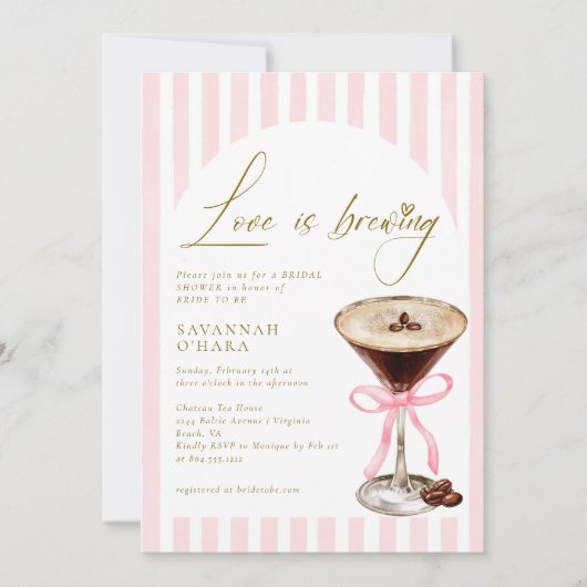 Love is Brewing Elegant Bridal Shower Invitation Einladung (Vorderseite)