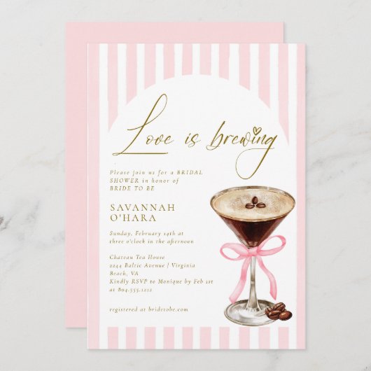 Love is Brewing Elegant Bridal Shower Invitation Einladung (Vorne/Hinten)