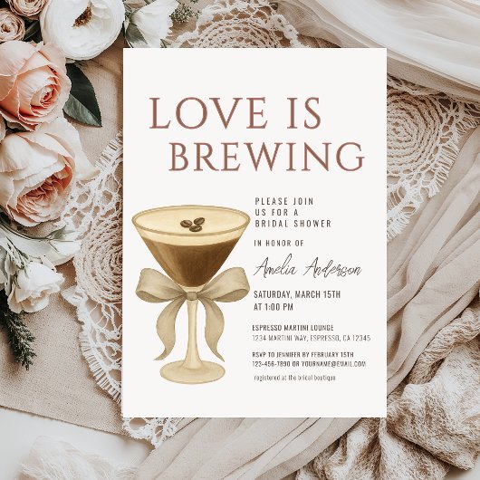 Love is Brewing Espresso Martini Bridal Shower Einladung