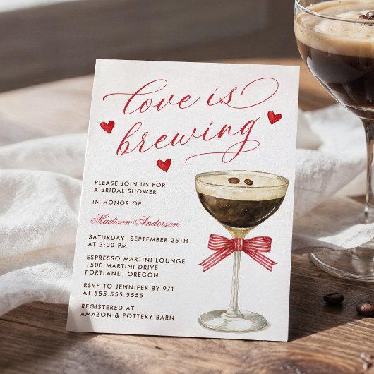 Love Is Brewing Espresso Martini Bridal Shower Einladung