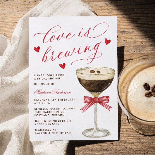 Love Is Brewing Espresso Martini Bridal Shower Einladung