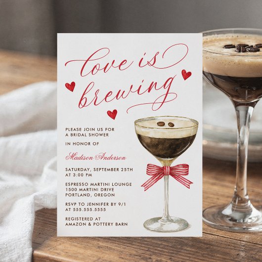 Love Is Brewing Espresso Martini Bridal Shower Einladung