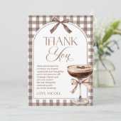 Love Is Brewing Expresso Martini Bow Bridal Shower Dankeskarte (Stehend Vorderseite)