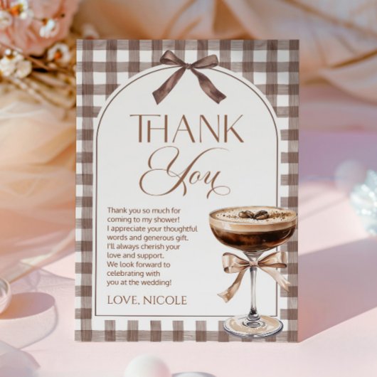 Love Is Brewing Expresso Martini Bow Bridal Shower Dankeskarte
