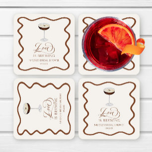 Love Is Brewing Expresso Martini Junggesellinnenab Rechteckiger Pappuntersetzer