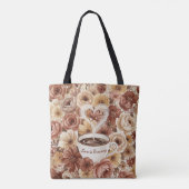Love is Brewing Floral Coffee Heart Bridal Shower Tasche (Rückseite)