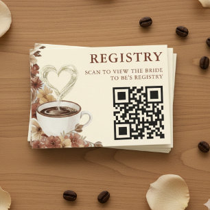 Love is Brewing Florale Kaffee-QR-Code-Wunschliste Begleitkarte