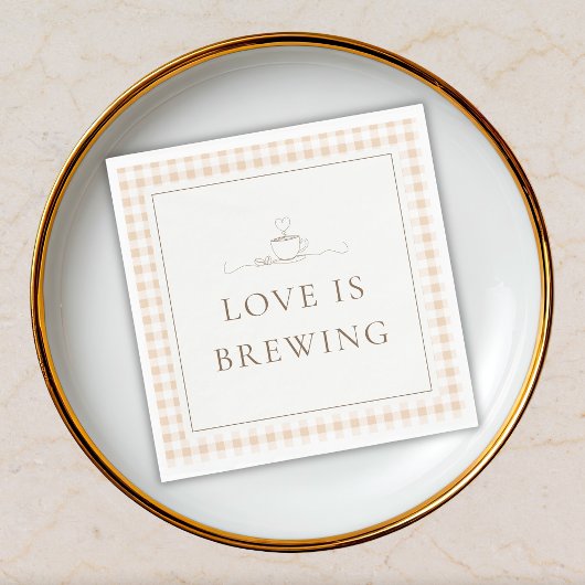 Love Is Brewing Gingham Coffee Baby Shower Serviette