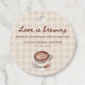 Love is Brewing Gingham Coffee Bridal Shower Gift Geschenkanhänger (Vorderseite)