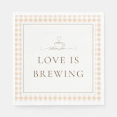 Love Is Brewing Gingham Kaffee Baby Shower Serviette (Vorderseite)