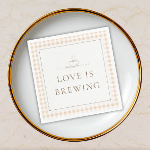 Love Is Brewing Gingham Kaffee Baby Shower Serviette
