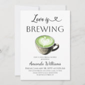 Love is Brewing Green Coffee Matcha Bridal Shower Einladung (Vorderseite)