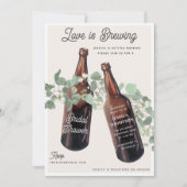 Love is Brewing Greenery Beer Bridal Shower Einladung (Vorderseite)