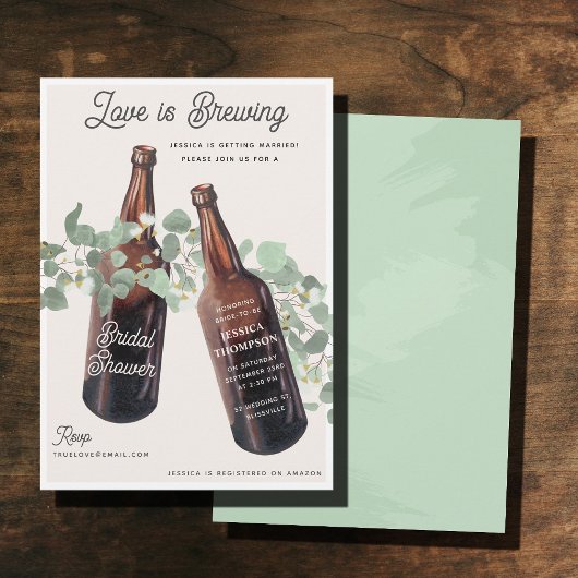 Love is Brewing Greenery Beer Bridal Shower Einladung