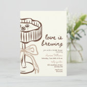 Love Is Brewing Invitation, Love Is Brewing Bridal Einladung (Stehend Vorderseite)