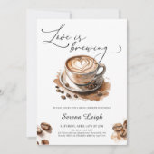 Love is Brewing Kaffee Brautparty Einladung (Vorderseite)