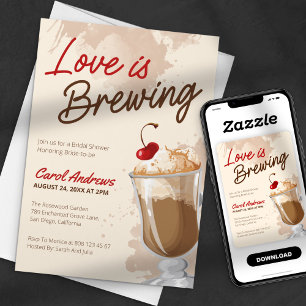 Love is Brewing Kaffee & Creme Junggesellinnenabsc Einladung