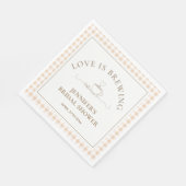 Love Is Brewing Kaffee Gingham Baby Shower Serviette (Ecke)