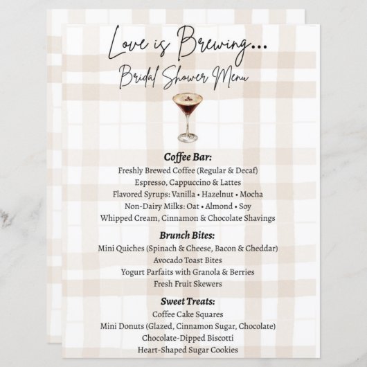Love is Brewing Menu (Vorne/Hinten)