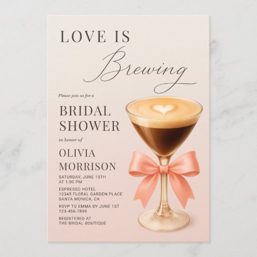 Love is Brewing QR Code Bridal Shower Einladung (Vorderseite)