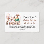 Love Is Brewing Recipe Request Bridal Shower Begleitkarte (Vorderseite)
