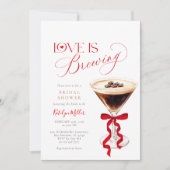 Love is Brewing Red Bow Bridal Shower  Einladung (Vorderseite)