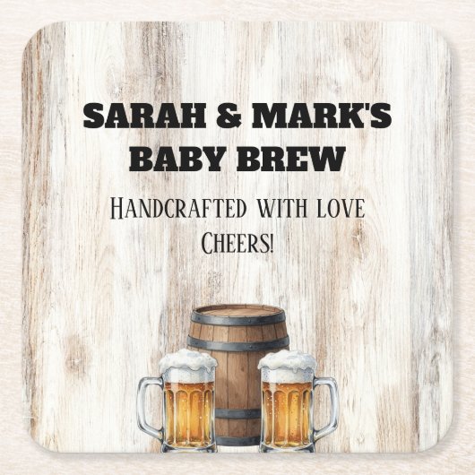 Love is Brewing Rustic Brewery Shower Rechteckiger Pappuntersetzer (Vorderseite)