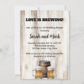 Love is Brewing Rustic Couples Bridal Shower Einladung (Vorderseite)