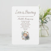 Love Is Brewing Rustic Espresso Bridal Shower Einladung (Stehend Vorderseite)