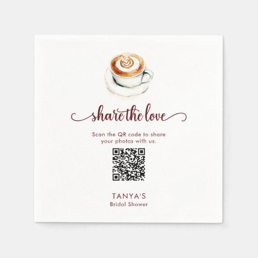 Love is Brewing Share the Love Photos QR Code Serviette (Vorderseite)