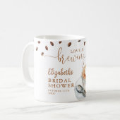 Love Is Brewing Theme Bridal Shower Kaffeetasse (Vorderseite Links)