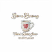 Love is Brewing white coffee mug heart bridal show Aufkleber (Vorderseite)