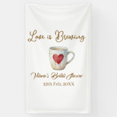 Love is Brewing white coffee mug heart bridal show Banner (Vertikal)
