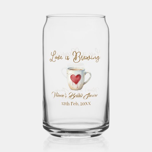 Love is Brewing white coffee mug heart bridal show Dosenglas (Vorderseite)