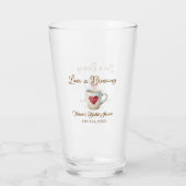 Love is Brewing white coffee mug heart bridal show Glas (Rückseite)