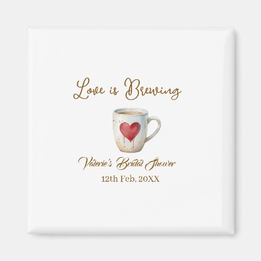 Love is Brewing white coffee mug heart bridal show Magnet (Vorne)