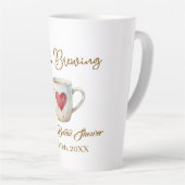 Love is Brewing white coffee mug heart bridal show Milchtasse (Rechte Ecke)