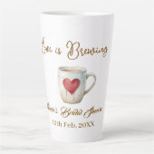 Love is Brewing white coffee mug heart bridal show Milchtasse (Vorderseite)