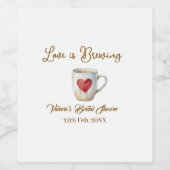 Love is Brewing white coffee mug heart bridal show Weinetikett (Einzelnes Label)