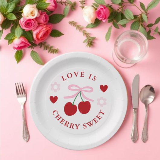 Love Is Cherry Sweet Brautparty Pappteller