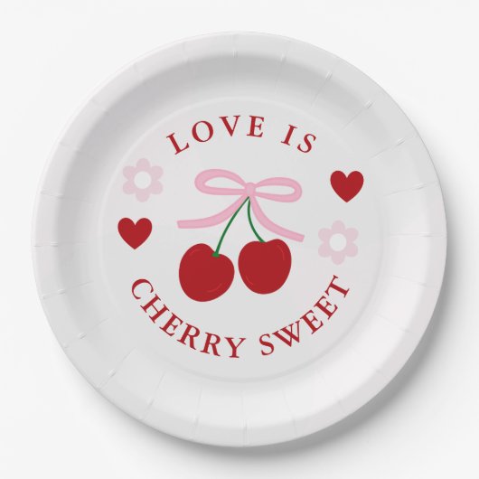 Love Is Cherry Sweet Brautparty Pappteller (Vorderseite)