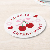 Love Is Cherry Sweet Brautparty Runder Pappuntersetzer (Angewinkelt)