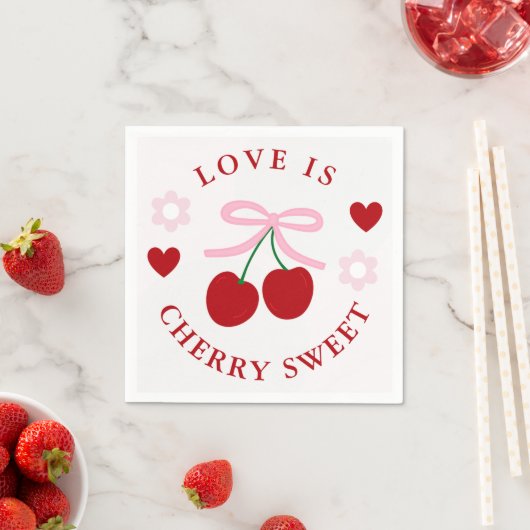 Love Is Cherry Sweet Brautparty Serviette (Beispiel)