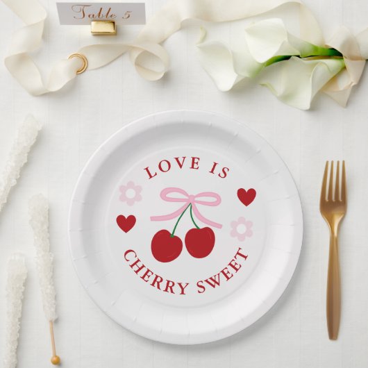 Love Is Cherry Sweet Bridal Shower Pappteller (Hochzeit)