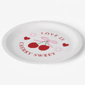Love Is Cherry Sweet Bridal Shower Pappteller (Schrägansicht)